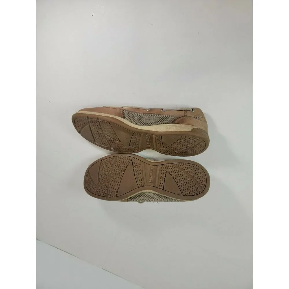 SPERRY TOP SIDER Laguna Tan Linen Boat Shoes Slip On 9773581 Women's 7.5 M‎